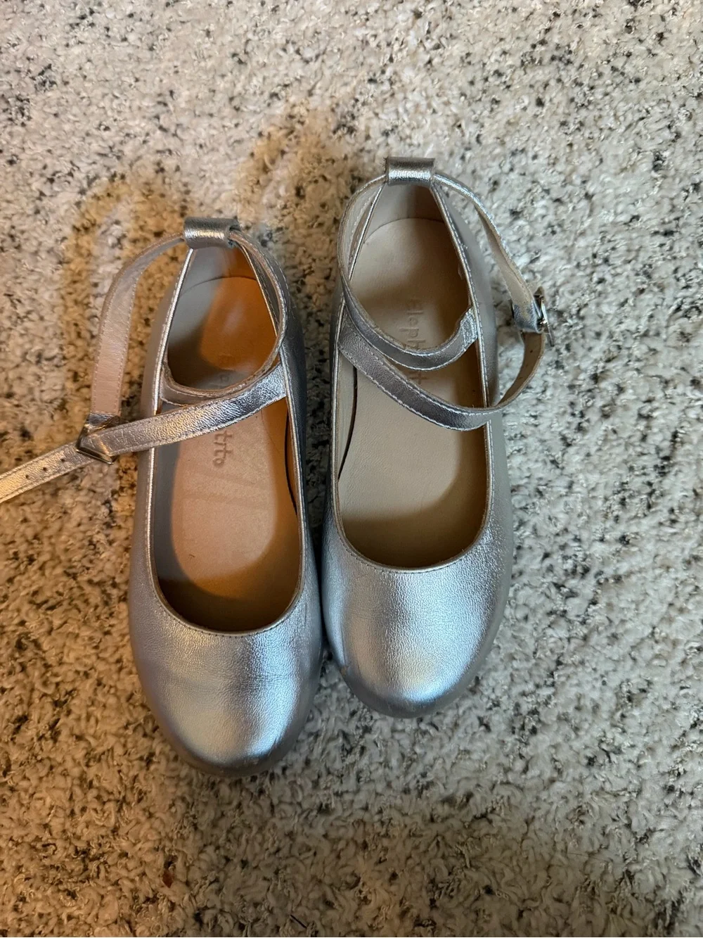 Elephantito Girls Metallic Silver Mary Jane with Ankle Strap Size 11
